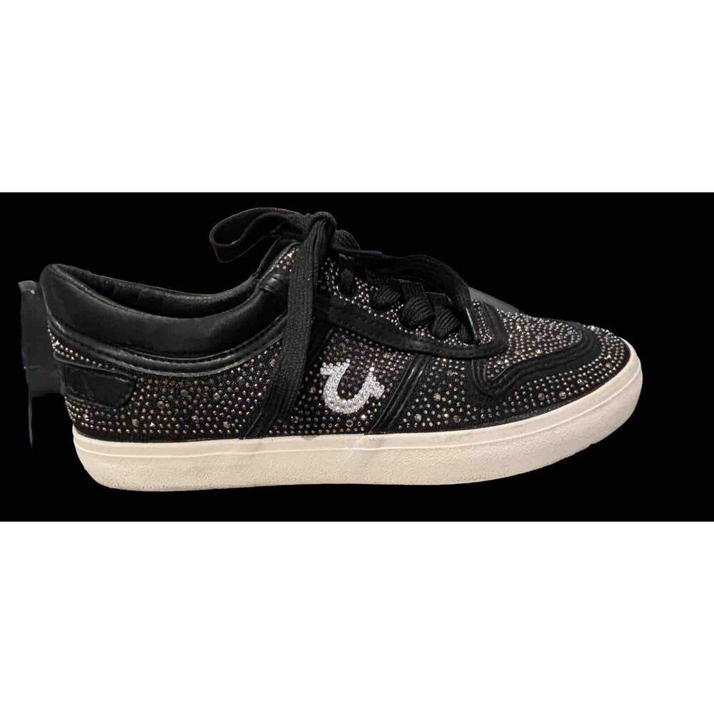True Religion Sneakers Womens 8.5 Black Esperanza Embellished Rhinestones Logo